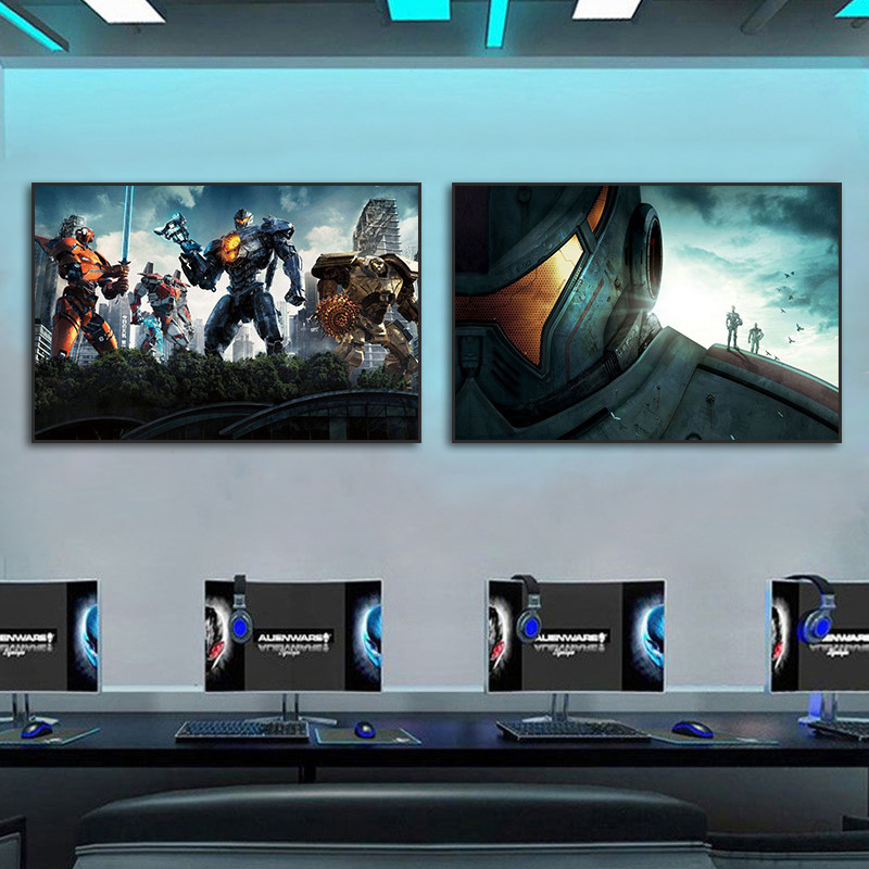 环太平洋电影挂画机甲战士儿童房装饰画卧室床头私人影院壁画