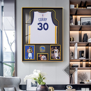 库里挂画球衣镂空实物画科比詹姆斯客厅装饰画艾弗森乔丹纪念版画