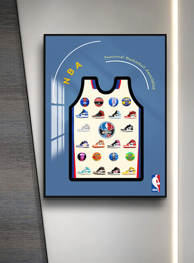 NBA篮球衣纪念装饰画男生房间