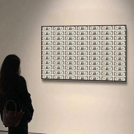潮流服装店咖啡店挂画美金装饰画版画工作室办公室画廊美元壁画