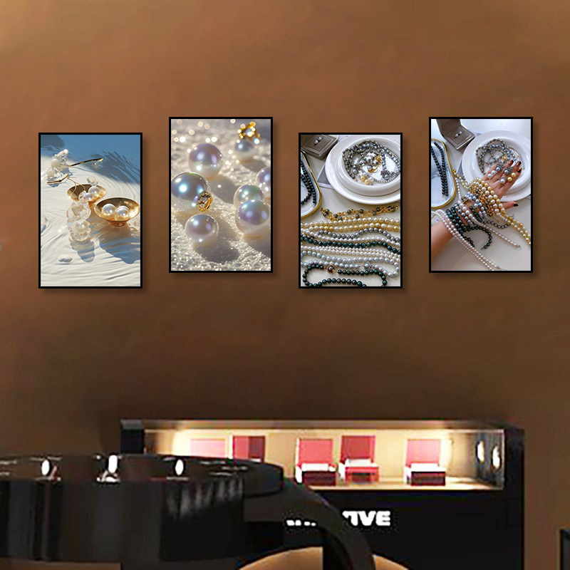 项链设计公司海报摆件墙壁画轻奢首饰装饰画珠宝店高级感宣传挂画