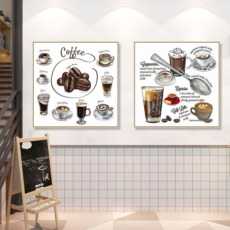 咖啡店装饰画复古文艺咖啡角餐厅挂画ins风面包店餐厅小众壁画