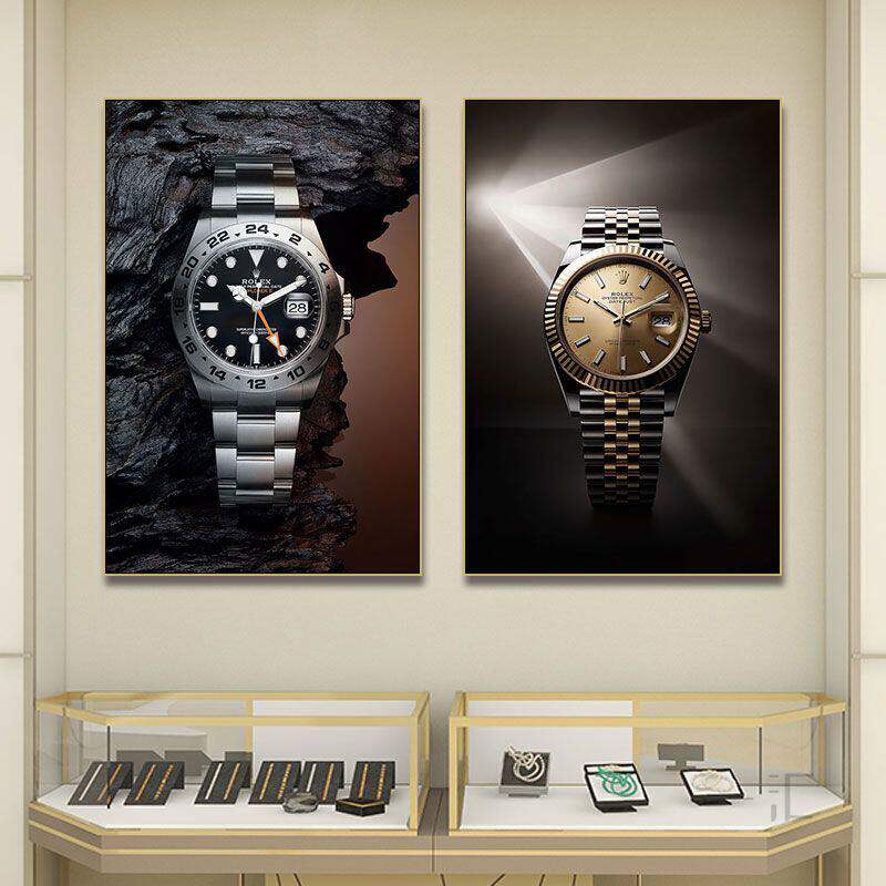 劳力士手表装饰画大牌奢侈品钟表行rolex挂画名表专柜店壁画