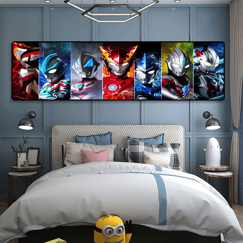 超人卡通装饰画现代简约儿童房男生卧室床头挂画主题酒店卡通壁画