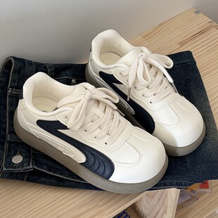 爆款鞋子女2026春季新款休闲德训鞋厚底学生小白鞋ins潮小众百搭