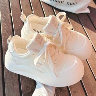 2026新款春季厚底小白鞋女大头面包鞋配裙子的鞋子奶呼呼休闲板鞋