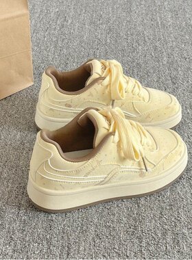 鞋子女鞋休闲百搭小众厚底小白鞋女款2025新款春秋学生板鞋面包鞋