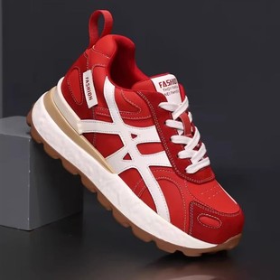 2025新款 女款 秋季 皮面厚底增高女鞋 爆款 休闲运动德训鞋 轻便老爹鞋