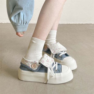 小众夏季薄款一脚蹬帆布鞋女款2025新款休闲百搭小白鞋休闲板鞋潮
