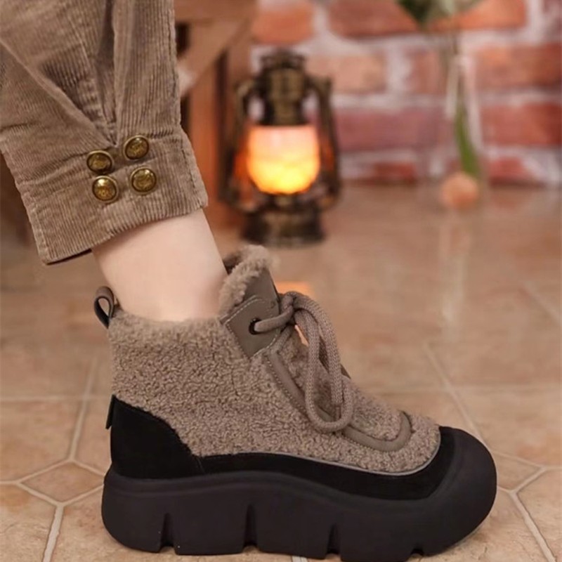 时尚马丁靴厚底雪地靴女2025冬季新款加绒保暖高帮鞋休闲妈妈棉鞋