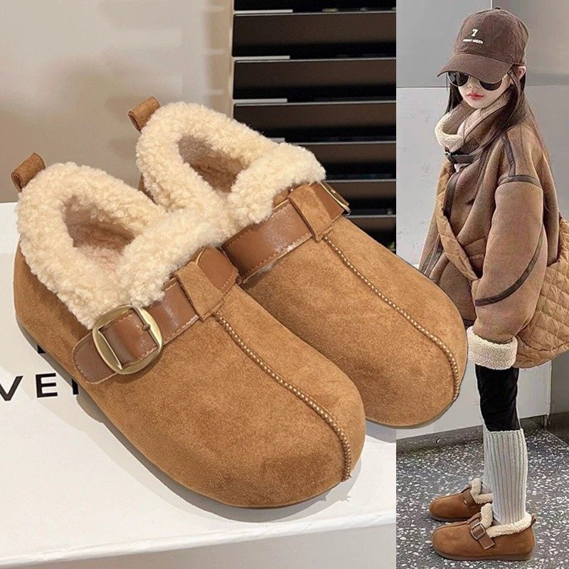 棉鞋勃肯鞋2025冬季羊羔绒面中大童加绒保暖雪地棉软底女孩潮酷鞋,女鞋,棉鞋,淘宝优惠券,粉丝福利购,淘宝优惠卷