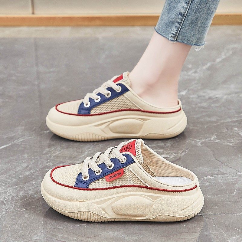 凉拖鞋女夏外穿网面超火厚底懒人鞋一脚蹬包头半拖鞋新款休闲鞋拖,女鞋,包头拖,淘宝优惠券,粉丝福利购,淘宝优惠卷