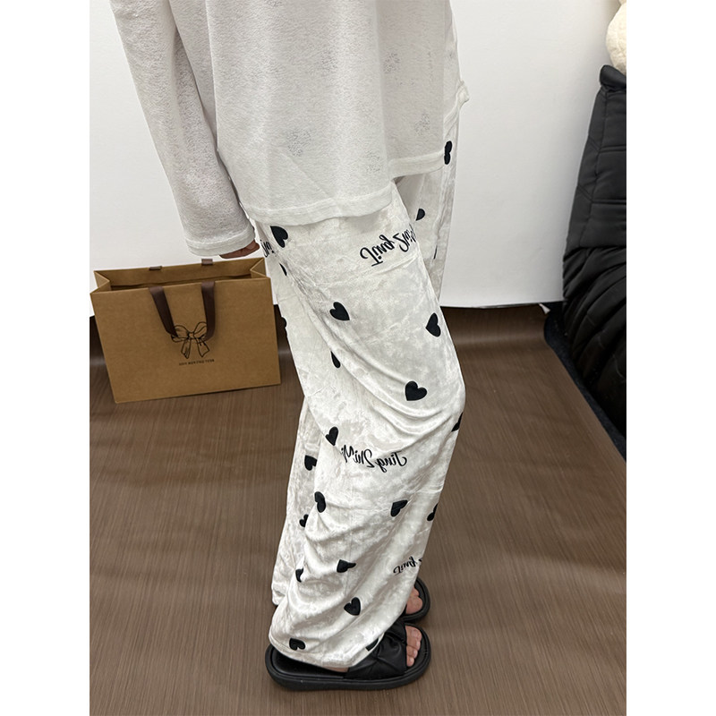 秋冬新款金丝绒时尚睡裤女保暖宽松金钻绒柔软舒适休闲家居长裤子
