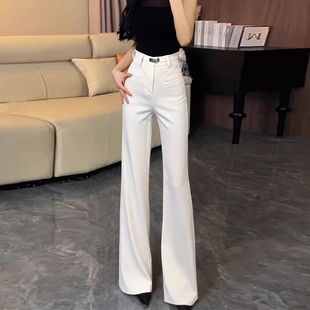 裤 新款 白色高级感微喇西装 女2025年夏季 时尚 气质不贴腿喇叭拖地裤