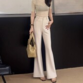 裤 女秋季 2025新款 不贴腿微喇西装 百搭高腰显瘦冰丝垂感直筒喇叭裤