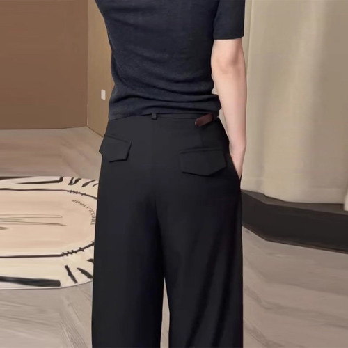 黑色通勤西装阔腿裤女垂坠显瘦