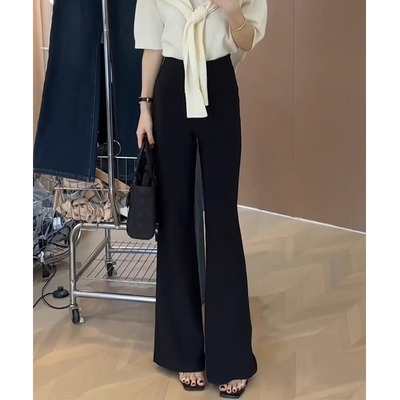 高腰显瘦垂感喇叭直筒拖地裤子女