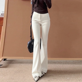女夏季 米白色微喇裤 2026新款 时尚 版 高腰显瘦休闲喇叭裤 型超好看