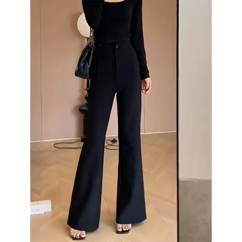 黑色微喇裤高级感夏季新款时髦轻熟风气质显瘦百搭长裤减龄裤子女,女装/女士精品,大码裤装,淘宝优惠券,粉丝福利购,淘宝优惠卷