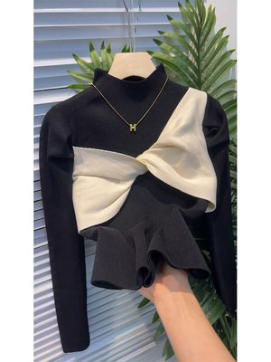 设计感小众别致超好看蝴蝶结撞色