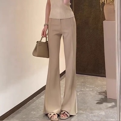 百搭卡其色微喇裤流行黑色