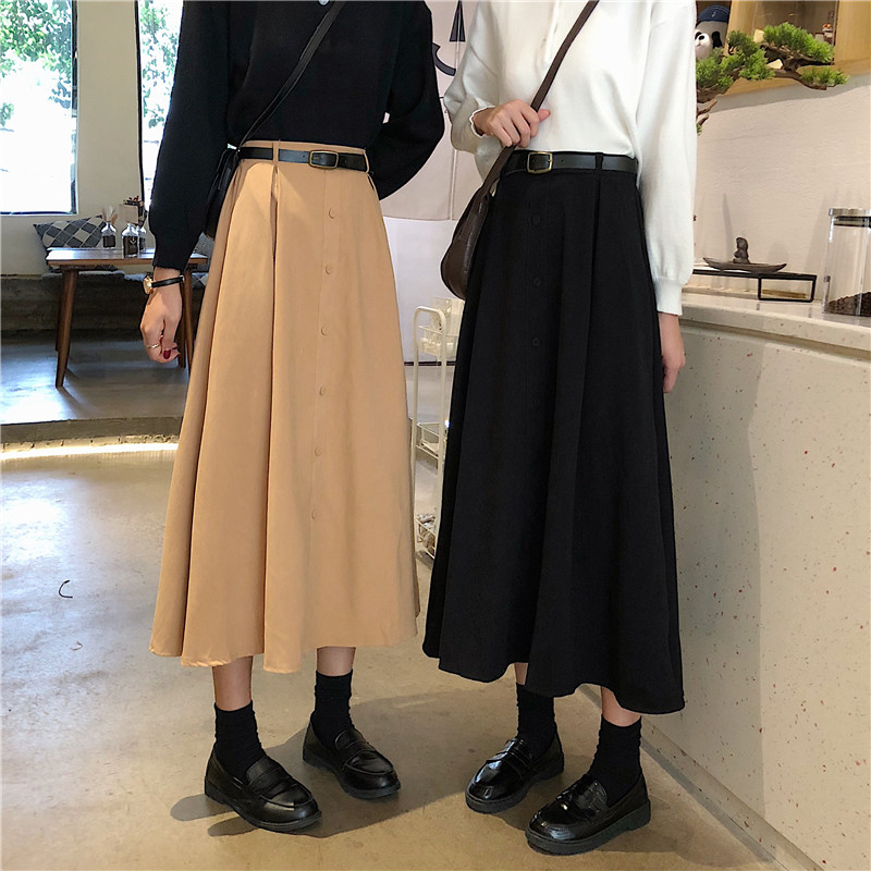 Mid long one breasted high waisted skirt at real price