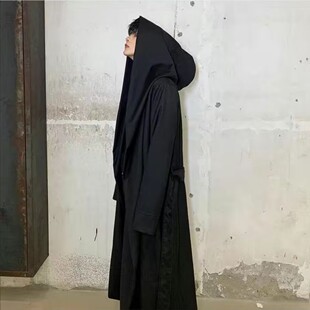 暗黑丧系超长款连帽风衣男士宽松外套oversize披风斗蓬中长款外套
