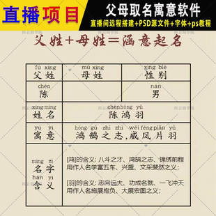抖音 半无人直播项目父母姓氏自动起取名解析字辈寓意软件 宝快手