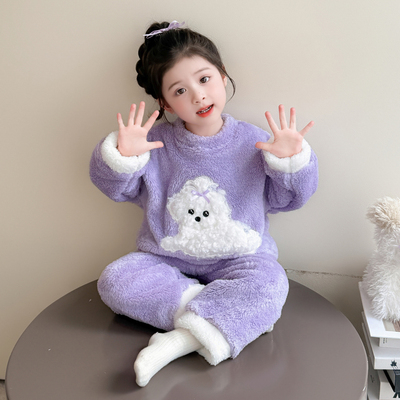 儿童睡衣女宝宝秋冬法兰绒长袖
