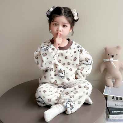 儿童睡衣女宝宝春秋法兰绒长袖