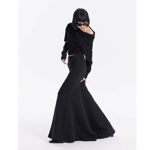 春秋新款 高级感大摆拖尾包臀遮肉修长半身裙女高腰气质鱼尾 时尚