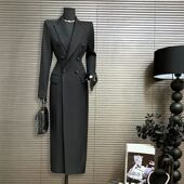 高端过膝长外套 收腰显瘦遮肉时尚 气质风衣女黑色长款 年春秋新款
