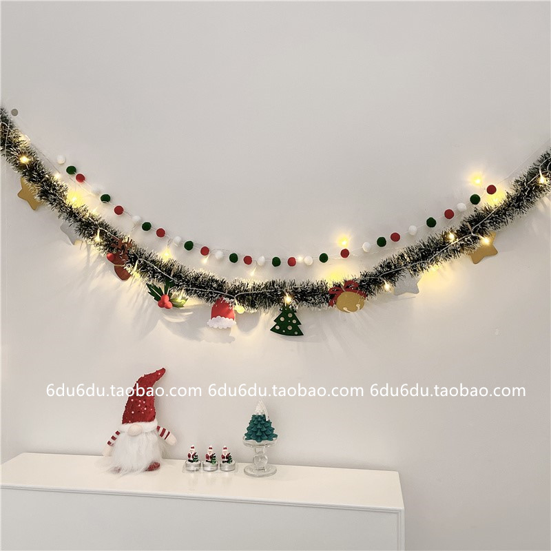 圣诞节装饰用品毛条拉花彩旗