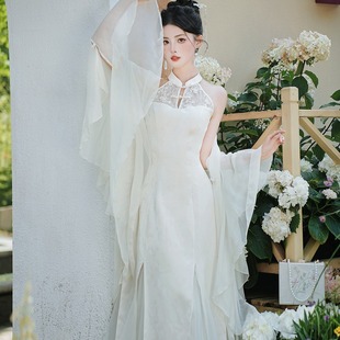 夏季 温柔甜美气质温婉挂脖连衣裙旗袍裙 新中式 新款 防晒开衫 套装