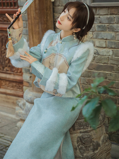 长袖旗袍秋冬年轻款少女复古优雅修身假两件高端新式改良版连衣裙