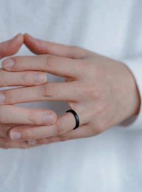 关节戒指山仓太空陶瓷黑色创意