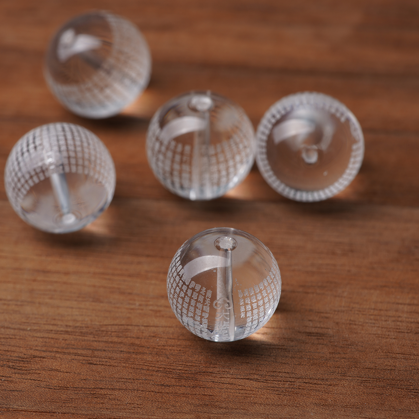 山仓 天然白水晶雕刻大悲咒字圆珠 手串佛珠文玩diy手工配件b25