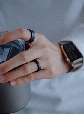 宽面男士素圈尾戒陶瓷小众设计