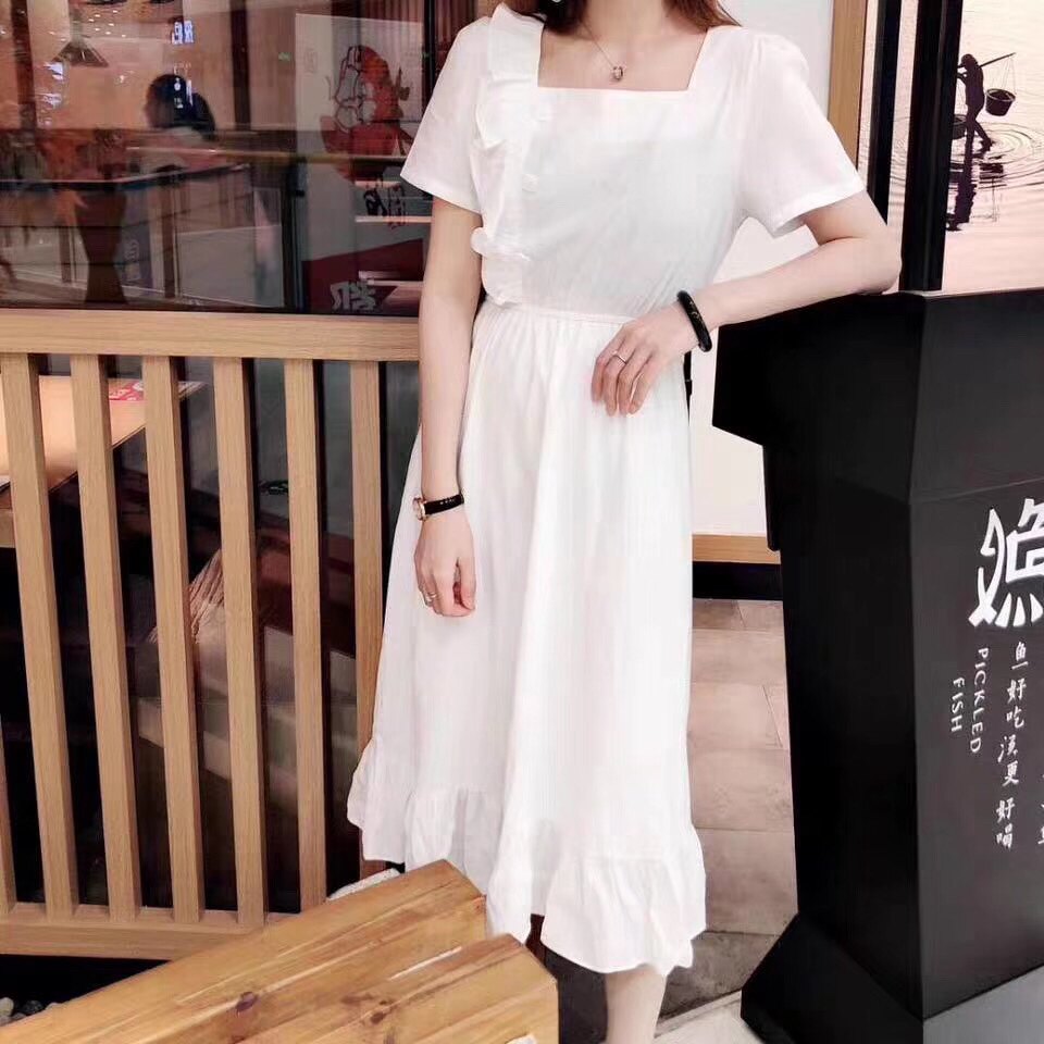 法式初恋气质显瘦白色连衣裙女夏季新款小清新长裙子仙女超仙森系
