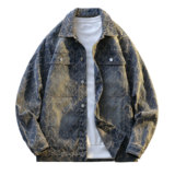 潮牌休闲牛仔外套男士提花潮流清理宽松百搭夹克JA8815-特价P66，男装工装外套，电商A007-1