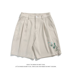 夏季风新中式绣花西裤宽松直筒五分裤短裤DK8494-P32【特价】图片