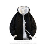 秋季撞色拉链开衫卫衣男女宽松情侣休闲外套连帽款W4685-特价P40，女装短外套，电商A007-1