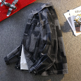 工装风拼接牛仔夹克男翻领宽松百搭外套青年纽扣上衣JA36-特价P58，男装夹克，电商A007-1