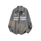 宽松百搭叠穿印花压皱条纹衬衫外套男女C2216-P47【特价】，男装衬衫，电商A007-1