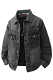 字母时尚百搭牛仔夹克工装风翻领多口袋休闲长袖外套JQ3-特价P70，男装夹克，电商A007-1