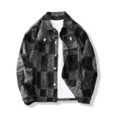 潮流休闲大码宽松男女拼色提花牛仔外套夹克JA31-P57【特价】，男装工装外套，电商A007-1