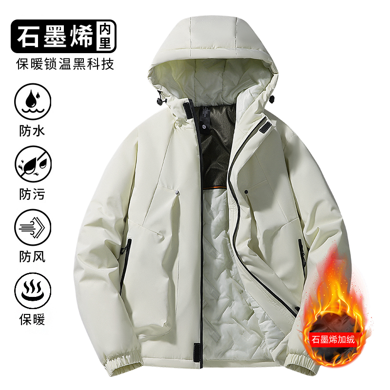 石墨烯百搭防风保暖冲锋衣连帽工装外套男M745A（棉衣）-特价P56，男装夹克，电商A007-1