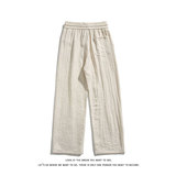 夏季亚麻透气简约纯色抽绳松紧腰宽松阔腿休闲长裤K8626-特价40，男装休闲裤，电商A007-1