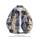 潮牌卡通小熊休闲外套男士宽松提花牛仔外套夹克JA281-特价P51，男装工装外套，电商A007-1