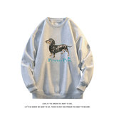 腊肠狗印花卫衣美式圆领套头高级感休闲百搭上衣W4700-特价28，男装卫衣，电商A007-1